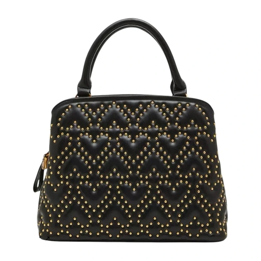Betsy Johnson What A Stud Small Satchel Handbag Studded Heart Patterns